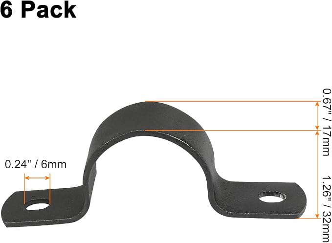 Jiozermi 32MM Black U-Tube Strap Clamp, Stainless Steel, Rigid Pipe Strap - Image 4