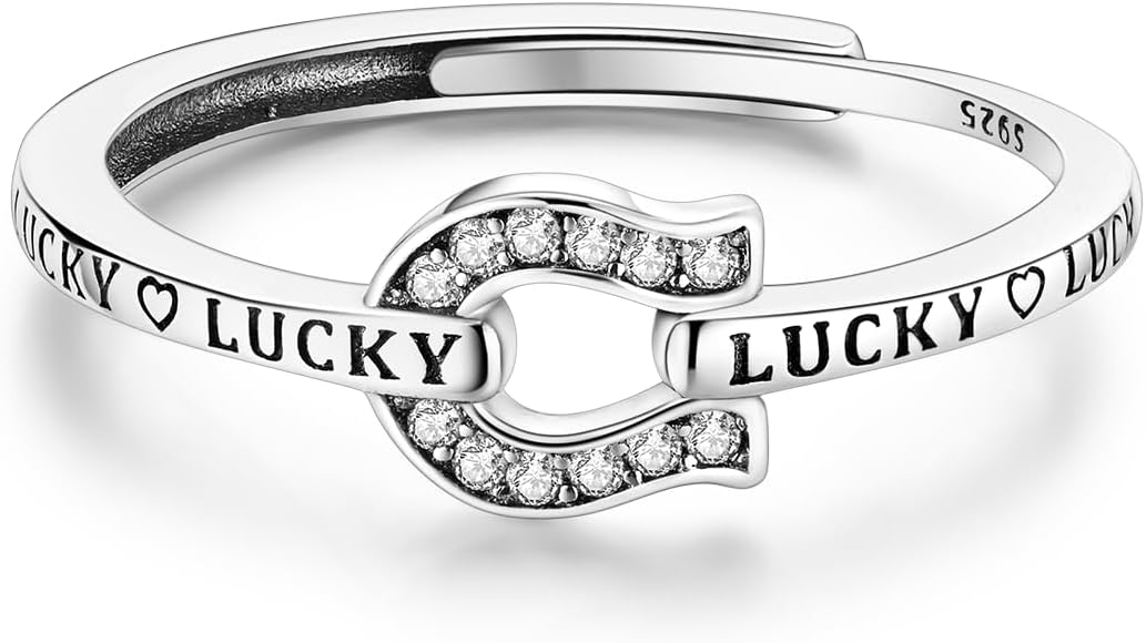 Parmuz 925 Sterling Silver Adjustable Ring for Woman Stackable Open Lucky Ring Eternity Bands Dainty CZ Statement Engagement