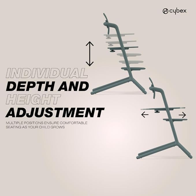 Cybex LEMO High Chair 3-in-1 Set with Baby Set + Snack Tray - Modern Design, One-Hand Depth & Height Adjustment & Anti-Tip Wheels - from 6 Months, Convertible to Adult Chair, Stone Blue