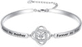 Valentines Day Gifts for Her, 18k White Gold Plated Love Knot Bracelets, Engraved Inspirational and Sentiment Bangle, Anniversary Birthday Jewelry Gift for Lover Wife Girlfriend Sister Friends