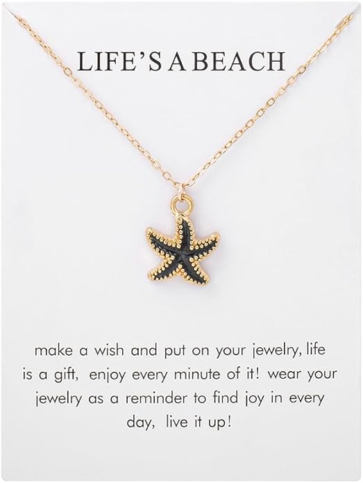 6Pcs Gold Beach Starfish Necklace Set for Women Cute Beachy Hawaii Star Fish Bulk Necklaces Pack Trendy Hawaiian Friendship Matching Jewelry Accessories
