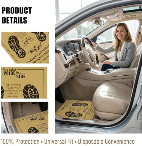 50PCS 16 x 20 Car Paper Floor Mat, Disposable Kraft Paper Vehicle Floor Foot - Image 3
