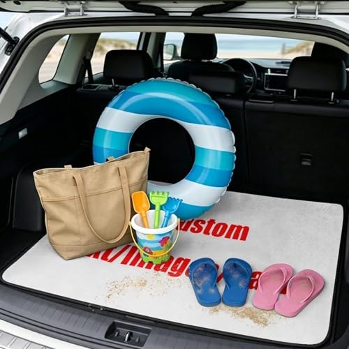 Custom Red Text Trunk Mat Universal Waterproof Cargo Liner - Image 2