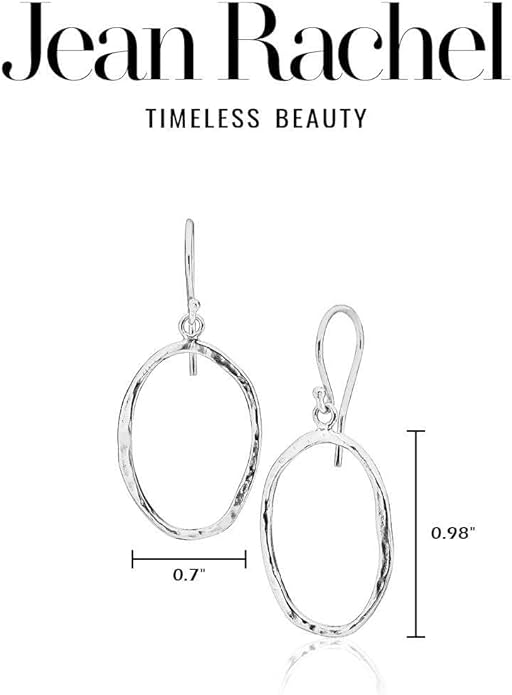 JEAN RACHEL JEWELRY 925 Sterling Silver Dangle Earrings for Women - Hoop Open Circle Vintage Design - Hypoallergenic, Lead & Nickel Free - Artisan Handcrafted Statement Earrings