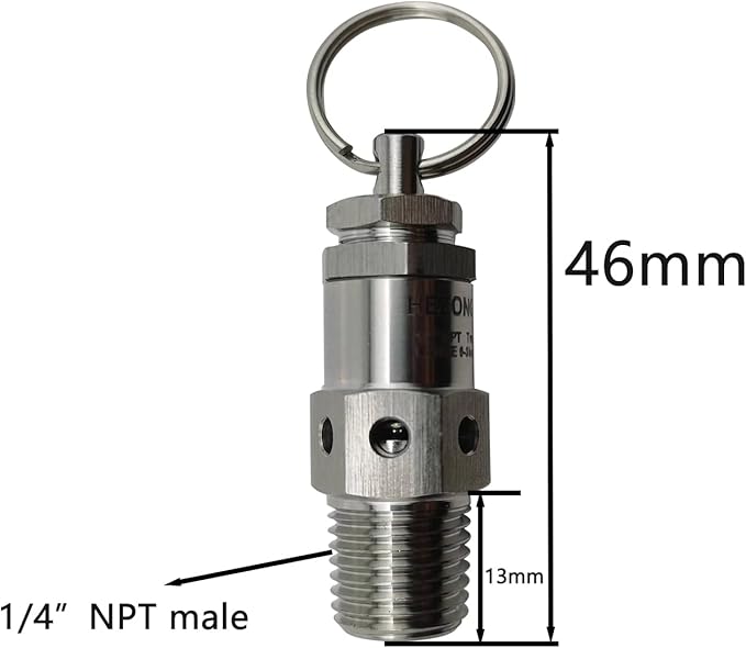 1/4" NPT Male Stainless Steel SS304 Mini Adjustable Relief Safety Valve - Image 3