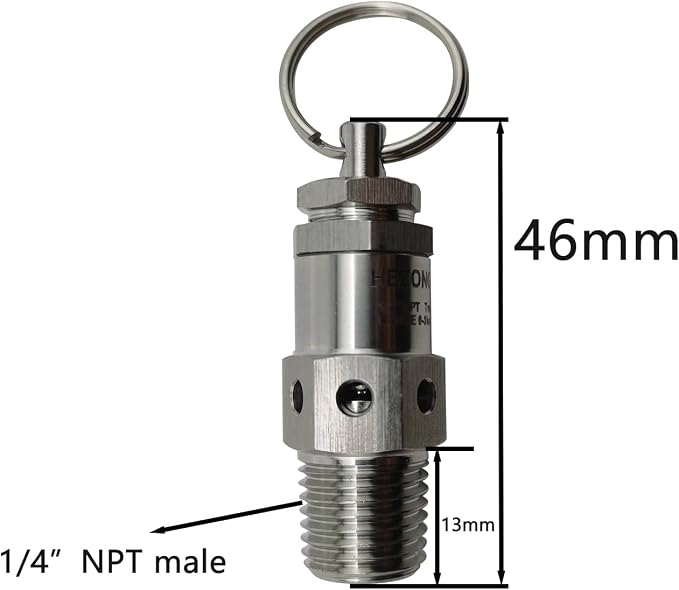 1/4" NPT Male Pressure Relief Valve, 170psi Set Pressure, Stainless Steel SS304 - Image 2