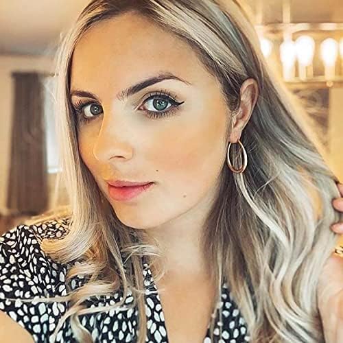 Silver Oval Hoop Earrings Hypoallergenic 14K Gold Plated Sterling Silver Lightweight Oval Hoop Earrings for Women Gilrs
