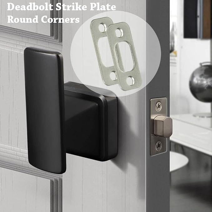 Deadbolt Strike Plate Door Backplate 1" x 2-1/4" Round Corner Satin Brushed - Image 3