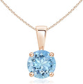 Angara Natural Aquamarine Solitaire Pendant for Women | Round Aquamarine Solitaire Pendant Necklace in 14K Solid Gold/Silver/Platinum With 18" Chain | March Birthday, Gemstone Jewelry Gift