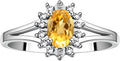 Rylos 14K White Gold Classic Halo Ring: Diamonds, 6X4MM Oval Gemstone - Birthstone Jewelry for Women - Stunning Diamond Gold Ring Sizes 5-10
