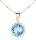 Angara Natural Aquamarine Solitaire Pendant for Women | Round Aquamarine Solitaire Pendant Necklace in 14K Solid Gold/Silver/Platinum With 18" Chain | March Birthday, Gemstone Jewelry Gift