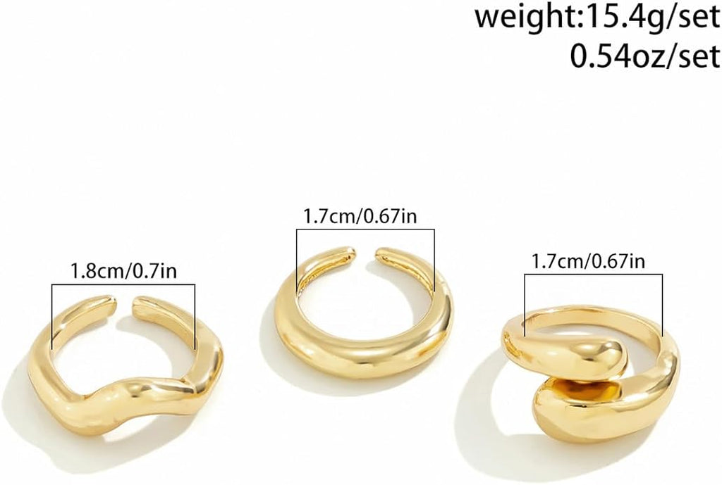 MIFYNN Chunky Gold Rings for Women Gold Silver Adjustable Thick Ring Fashion Statement Ring Open Dome Ring Chunky Silver Rings Geometric Curved Minimalist Simple Rings