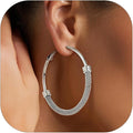 KeyStyle Mesh Hoop Earrings for Women, Stainless Steel Gold Hoops Earring Lightweight Loops, 2MM Thick Hypoallergenic Circle Endless Hollow Hoop 20mm-80mm