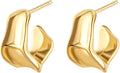 Chunky Gold Hoop Earrings for Women, 14K Gold/Silver Plated Statement Geometric Drop Dangle Earrings Trendy Knot Stud Hypoallergenic Fashionable Gift for Women