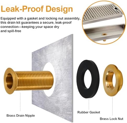 1/2" NPT Brass Drip Tray Drain Assembly Kit - Image 3