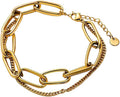 Solza Gold Chain Bracelet for Women – Adjustable Stainless Steel Heart Link Bracelet, Gold-Tone Non-Tarnish Fashion Jewelry