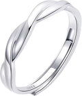 OOOPEL Sterling Silver Adjustable Ring S925 Silver Rings for Women Cubic Zirconia Twist Love Knot Dainty Ring Silver Minimalist Open Finger Rings Silver Thumb Sterling Silver Ring
