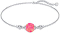 Opal Anklet/Bracelets for Women, S925 Sterling Silver Adjustable Foot Beaded Round Charm Ankle Bracelet Anklets Jewelry Anniversary Birthday Gifts for Women-1