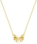 Valentines Day Gifts for Her - Dainty Bow Necklace for Women 14K Gold Plated Cute Choker Small Pendant Charm Necklaces Teen Gift Trendy Stuff Personalized Jewelry