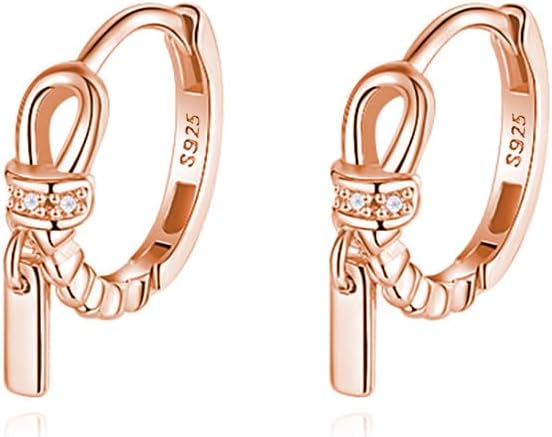 Reffeer Solid 925 Sterling Silver Minimalist Hoop Earrings for Women Teen Girls CZ Hoop Earrings Cartilage Helix Hoop Earrings Huggie