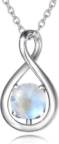 FANCIME Birthstone Necklaces for Women Fine Jewelry Sterling Silver Dainty Infinity Pendant Anniversary Birthday Christmas Gifts for Her Wife Mom Lady Daughter, Chain 16"+2" Extend