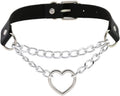 Harajuku Peach Heart Choker Punk Hauling Chain PU Leather Collar Gothic Necklace NightClub Goth Leash Belts