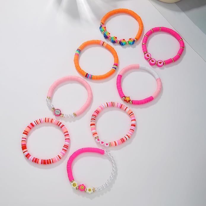 Friendship Bracelets Boho Stackable Bracelets for Women Beach Jewelry Surfer Heishi Clay Bead Bracelets