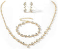 Unicra Bride Crystal Necklace Earrings Set Bridal Wedding Jewelry Sets Rhinestone Choker Necklace Costume Jewelry Set for Women and Brides (3 piece set - 2 earrings and 1 necklace)