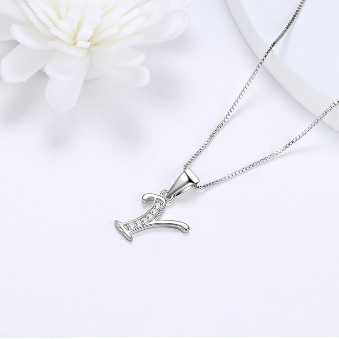 Aurora Tears Letter Necklace Initial 925 Sterling Silver Alphabet Pendant Crystal Name Gift Women Cubic Zirconia Jewelry