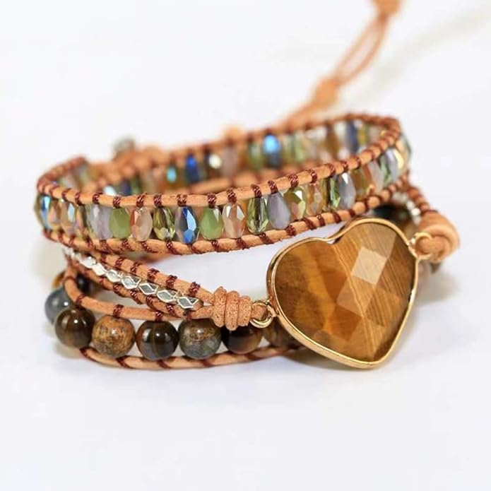 ZOSOJONA Women Wrap Bracelets Boho Natural Stone Jasper Turquoises Strand Bracelet Jewelry Collection