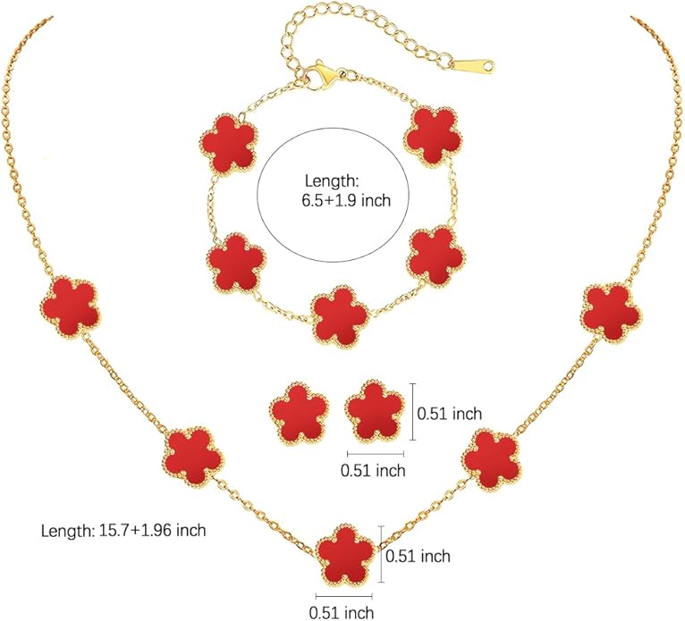 18K Gold-Plated Four Leaf Clover Bracelet for Women,Adjustable lucky Bracelet Set Jewelry Gift-Hypoallergenic Charm for Birthdays, Wellness & Daily Wear