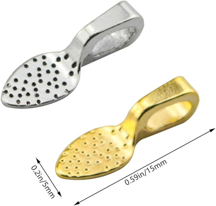 200PCS Vintage Spoon Shaped Gold Plated Pendant Rings Alloy Adhesive Base with Gemstone Setting Accessories Two Tone Gold Silver For Necklaces Bracelets and Handmade Jewelry DIY