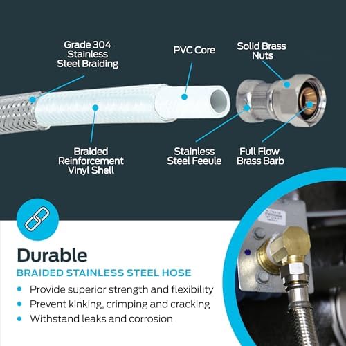 Eastman 10 Ft. Dishwasher Installation Kit, Braided Stainless Steel Supply Line - Image 5