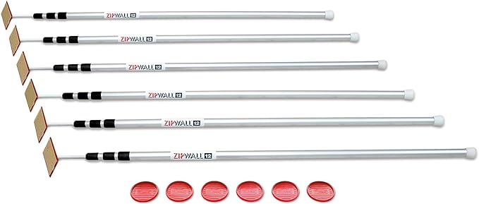ZipWall SLP6 12 Foot Spring Loaded Dust Barrier Poles, 6 Pack, 3 mil - Image 2
