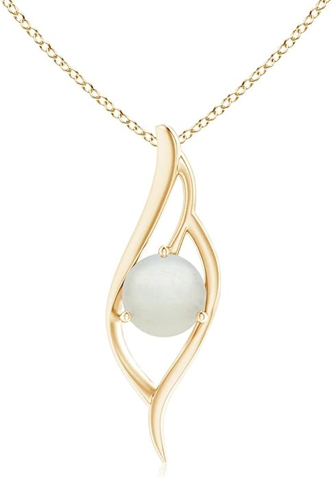 Angara Natural Moonstone Pendant for Women | Moonstone Angel Wing Bypass Pendant in 14K Solid Gold/Platinum With 18" Chain | Birthday, Anniversary, Gemstone Jewelry Gift