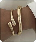 Chunky Gold Bangles Bracelets for Women Gold Cuff Bracelet Set Waterproof Non Tarnish Stack Bracelet for Women Gifts