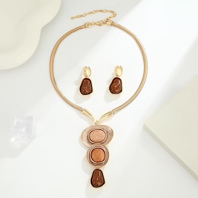 Chunky Statement Jewelry Set Blue Ocean Seashell Choker Necklaces Earrings Set for Women Pearl Bib Collar Necklaces for Party Prom Pageant Summer Fashion Jewelry Unique Birthday Gift