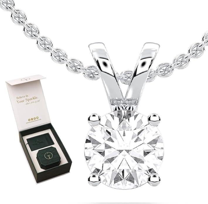 14K Yellow/White Gold Pendant Necklace With 0.50-1.00 TCW Lab Grown Diamond in Pear/Round Shape (E-F Color, VVS-VS), Adjustable Length from 15"-16.5", IGI Certified, Necklaces For Women, Gift For Her