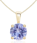 Angara Natural Tanzanite Solitaire Pendant for Women | Round Tanzanite Solitaire Pendant Necklace in 14K Solid Gold/Silver/Platinum With 18" Chain | December Birthday, Gemstone Jewelry Gift