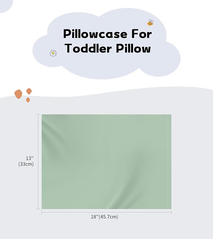 Deep Dream Toddler Pillowcases for 13x18 Pillow 2 Pack, 100% Cotton Travel Pillow Case Cover, 600 Thread Count Cotton Pillow Covers, Soft & Breathable Small Pillow Cases Envelope Closure, Zephyr Green