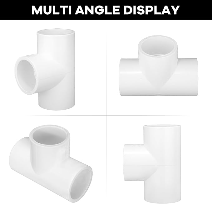 16-Packs 1 inch Tee PVC Fitting 3 Way Furniture Grade Pipe Elbow Connector - Image 6