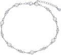 Anklet Bracelet for Women 925 Sterling Silver Natural Stone Chain Ankle Bracelet Beach Summer Fine Jewelry Valentines Day Birthday Gifts for Her Mom Wife