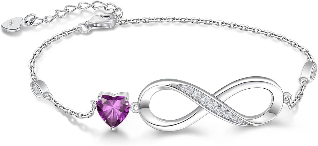 RIVIKO Infinity Love Heart Symbol Charm Bracelet for Women 925 Sterling Silver Adjustable Birthday Valentine’s Day Christmas Mothers Day Jewelry Gift for Mom Women Wife Her Friends