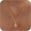 Valentines Gifts for Her Women - Initial Necklaces for Women Dainty 14k Gold Plated A-Z Letter Pendant Name Necklaces Cute Charm Choker Fashion Accessories Non Tarnish Trendy Jewelry Gift