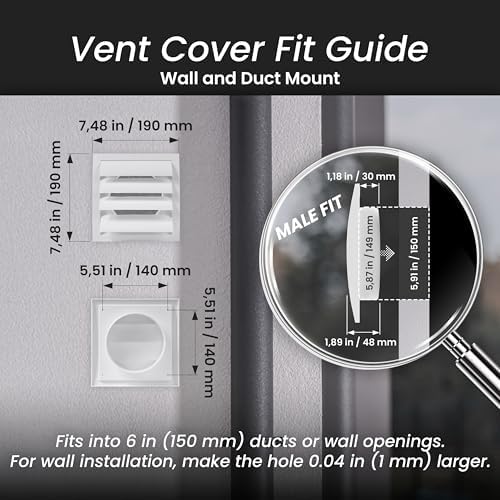 Repa Market ABS Plastic Gray 6 Inch Dryer Vent Cover Outside, 6 Inch Exhaust - Image 2