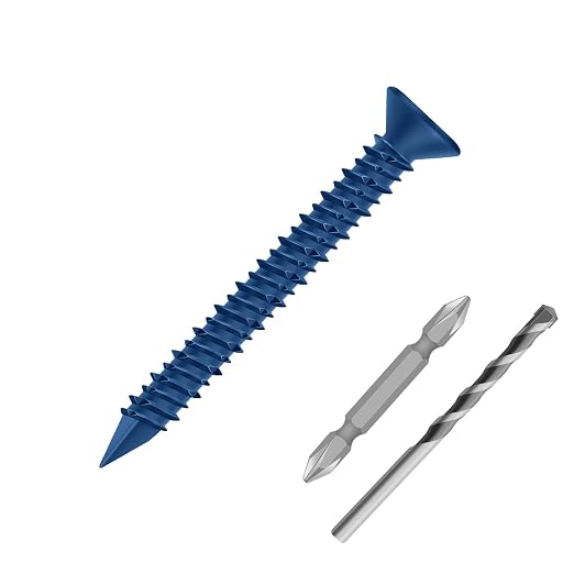 1/4" x 1-3/4" Concrete Screw Anchor Blue Flat Head Screws by Etauwe