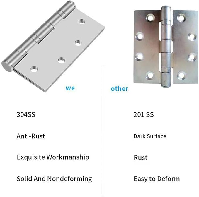 Heavy Duty Hinges, 304 Stainless Steel Door Hinges 4-1/2 Inch, 4.5"x 4" Ball - Image 6