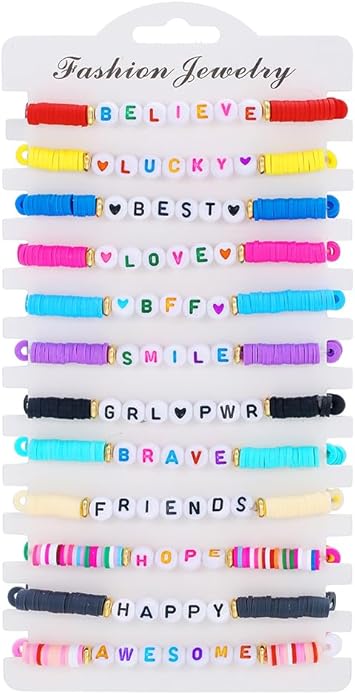 Friendship Bracelets Boho Stackable Bracelets for Women Surfer Heishi Clay Bead Bracelets Stretch Preppy Bracelets Colorful Boho Bracelets for Women