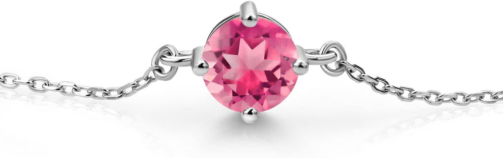 Gem Stone King Gemstone Birthstone Solitaire Bracelet For Women | 925 Sterling Silver | Round 6MM | Gift for Her Women Wife Mom Lady Daughter | Adjustable Bolo Bracelet | Easy-On Easy-Off