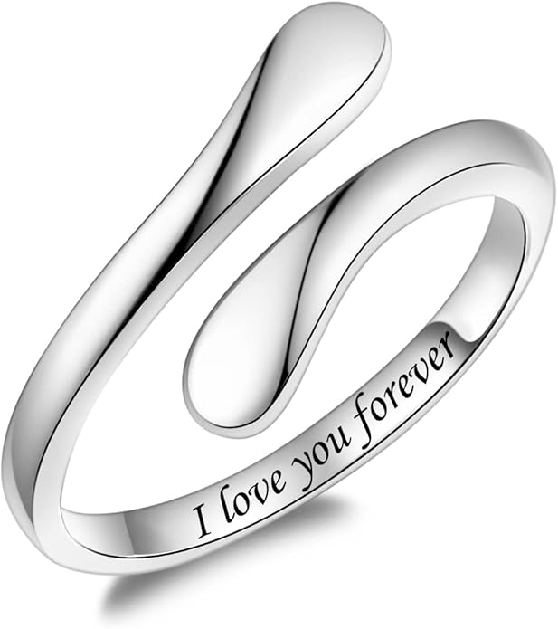 Fookduoduo 925 Sterling Silver Ring Inspirational Jewelry adjustable Wrap Open Rings for Women